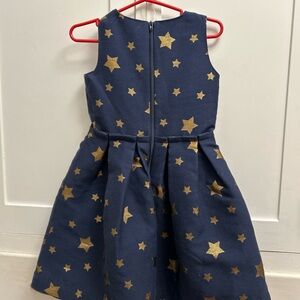 Lands' End Blue Dress with Gold Star Pattern
